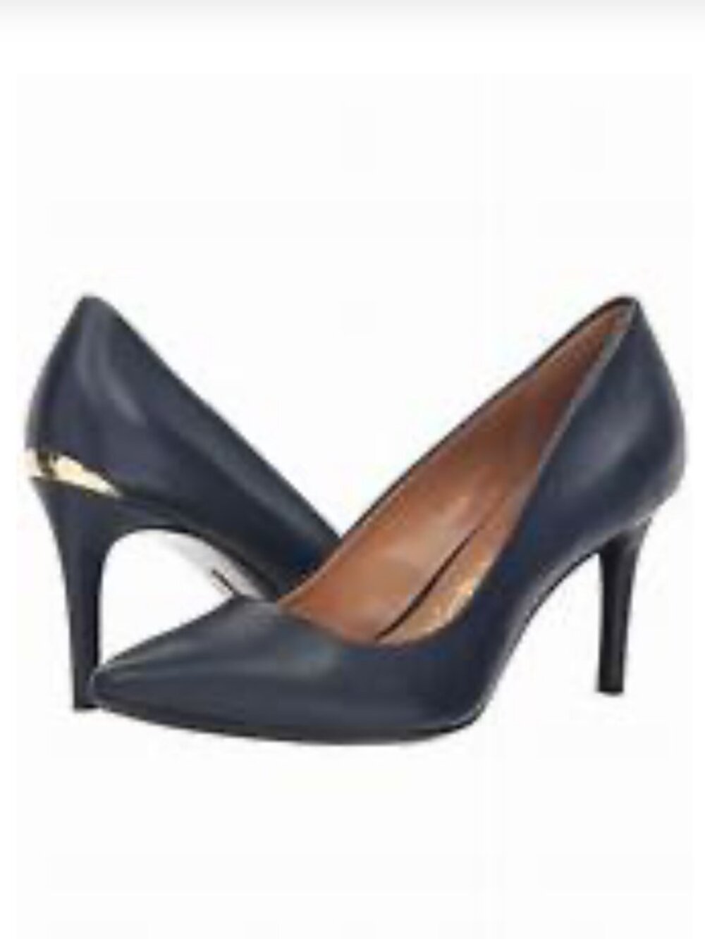 Calvin Klein SZ9.5 Kamara Classic Black Leather Pointed-Toe Heels Closet Staple